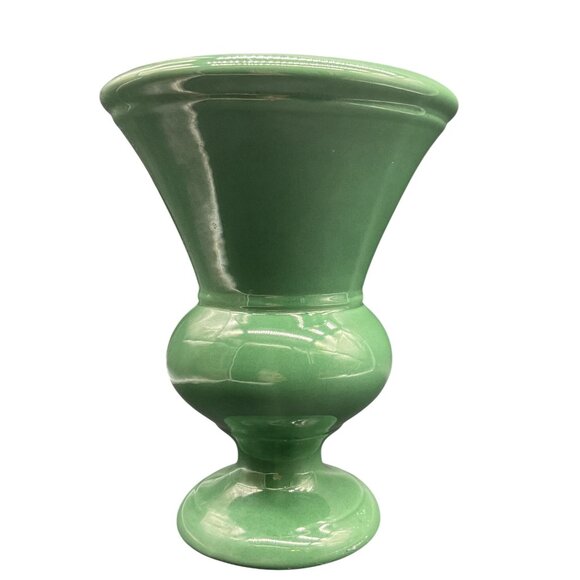 Vintage Haeger USA Forest Green Ceramic Pedestal Vase MCM Retro 8.5"H x 7"D - Picture 6 of 7